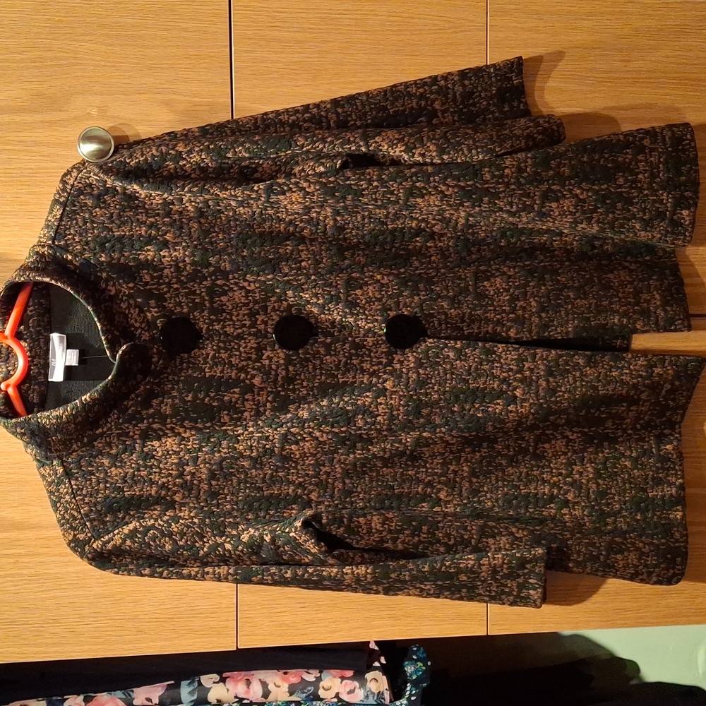NWT- JM Collection Elegant Black and Brown Women's Coat